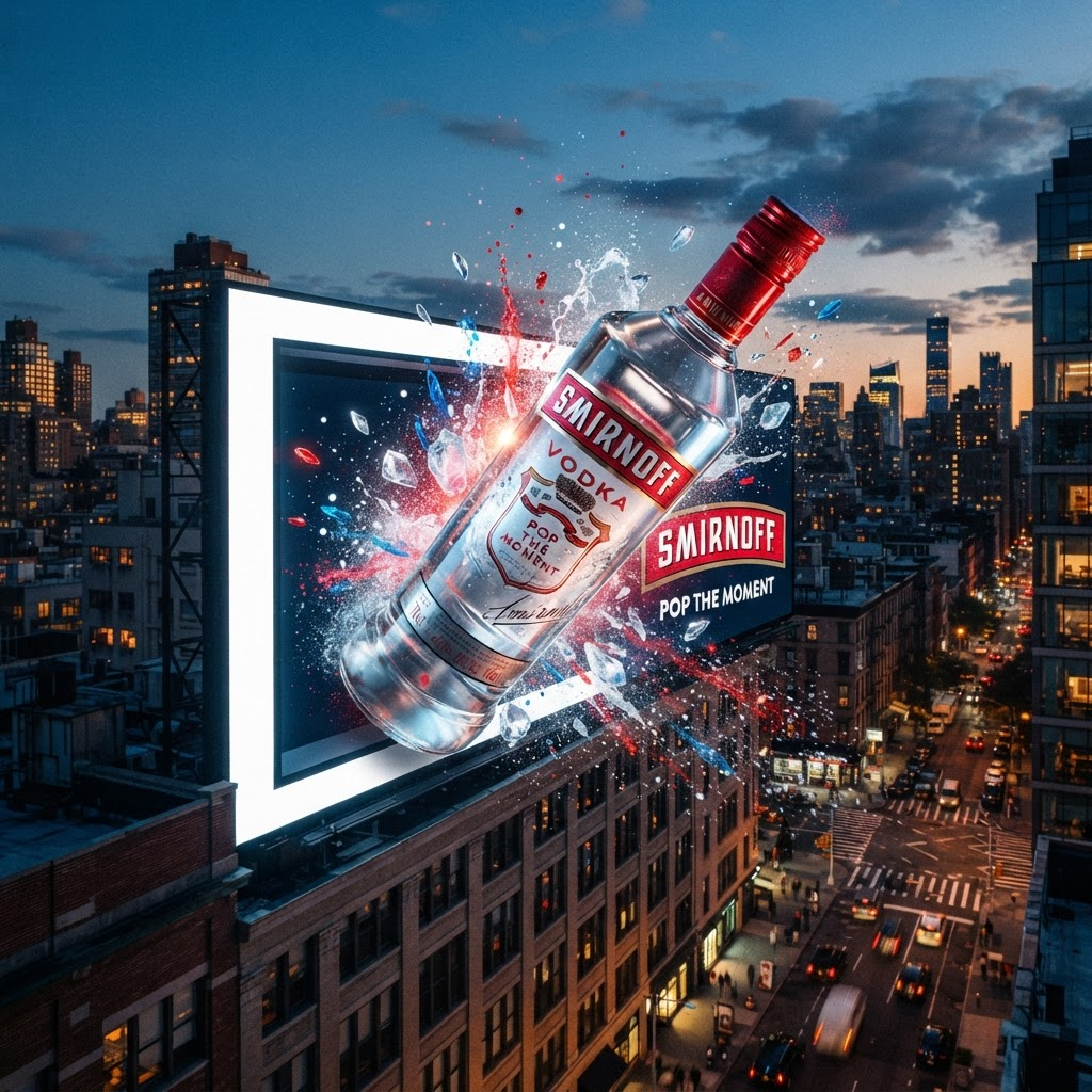 Smirnoff 3D anamorphic bottle billboard